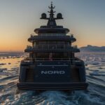Rear exterior of Russian oligarch Alexey Mordashov’s $500 million superyacht Nord with satellite domes in Arctic