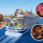 Royal Caribbean’s Legend of the Seas cruise ship at sea, highlighting onboard venues, dining spaces and entertainment experiences